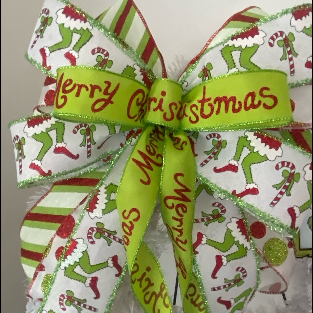 Christmas Grinch Wreath bow,Candy Cane,Christmas Tree topper,Christmas Decor - Picture 4 of 11